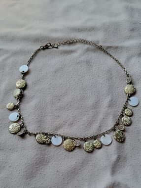 Delicate Cream & White Short Coin Charm Necklace Lia Sophia